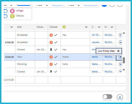 Row actions 